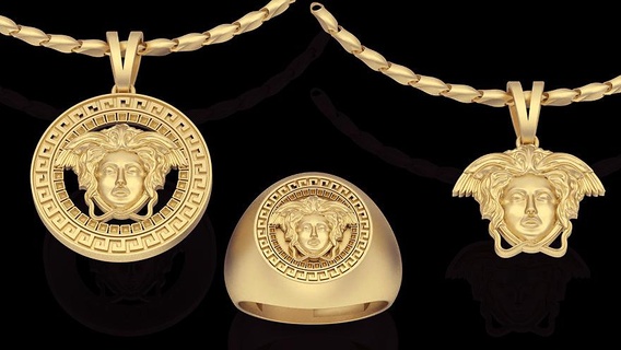 versace pendant ring silver gold jewelry printable 3d model trend fashion design zbrush tiger 3d print model - Mito3D