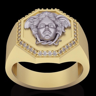 versace anel prata ouro joalheria imprimível 3d modelo tendência moda Projeto zbrush tigre 3d print model - Mito3D
