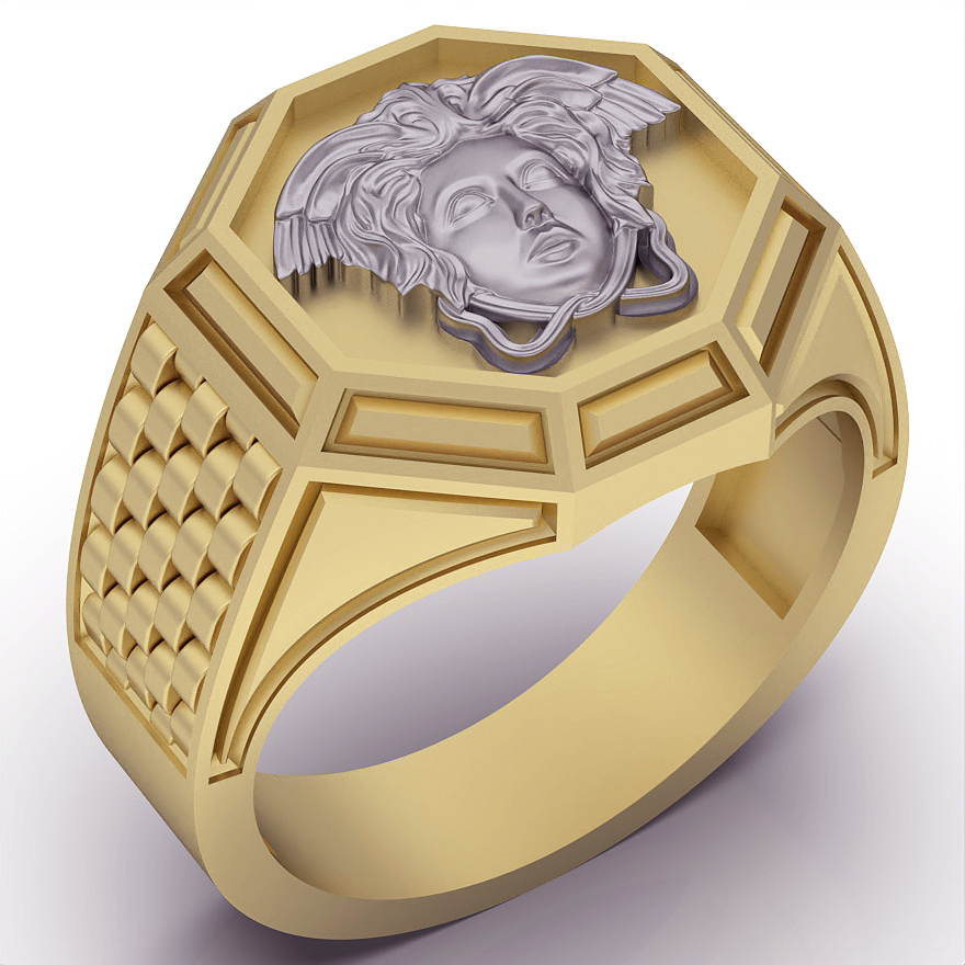 versace ring silver gold jewelry printable 3d model trend fashion design zbrush tiger 3D print model - Mito3D