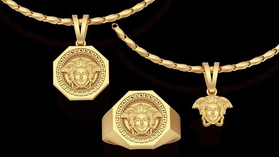 versace Ring Anhänger Silber Gold Schmuck druckbar 3d Modell Trend Mode Design zbrush Tiger 3d print model - Mito3D