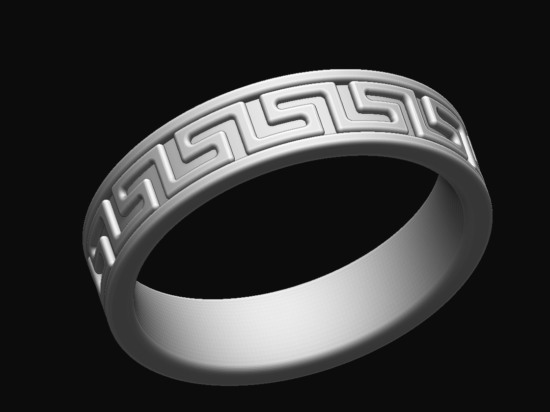 Versace anillo plata fornido griego clave banda oro impresión imprimible Moda collar enganchar diamante libra esterlina colgante pendiente platino compromiso belleza brillante joya anillos joyería 3D print model - Mito3D