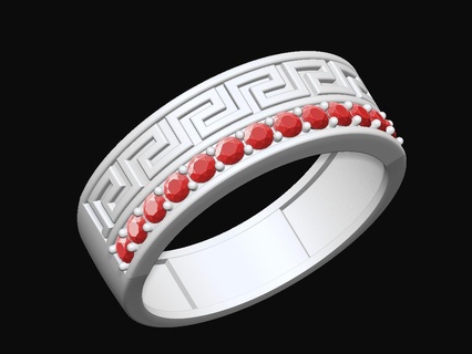 versace anel prata robusto grego chave banda ouro impressão imprimível moda colar engagem diamante esterlina pingente platina noivado beleza brilhante jóia argolas joalheria 3d print model - Mito3D