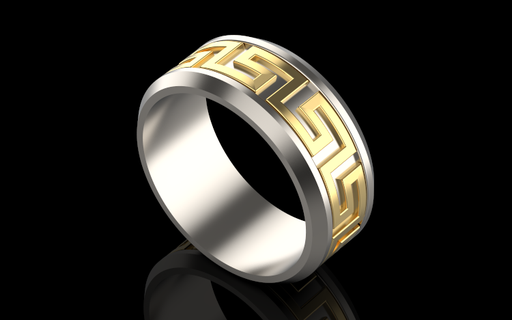Versace anillo plata fornido griego clave banda oro impresión anillo oro plata imprimible Versace Moda collar enganchar diamante libra esterlina colgante pendiente platino compromiso belleza brillante joya anillos joyería joya 3d print model - Mito3D