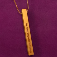 vertical bar customized pendant om namo bhagavate vasudevaya 3d model stl jewelry motivational inspirational popular printed keychain resize plated gold silver ktkaraj love family gift jewellery rectangle personalized necklace quote 3d print model - Mito3D