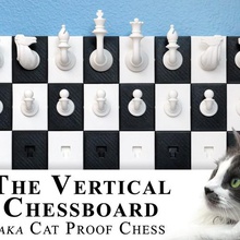 vertical chessboard aka cat proof game chess 3d print model - Mito3D