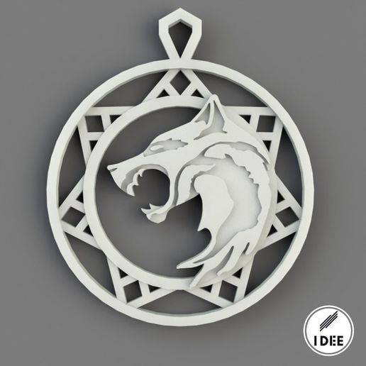 vesemir's school wolf medallion - witcher netflix jewelry thewitcher vesemir geralt gerald ciri necklace bracelet pendant medallon collar 3D print model - Mito3D