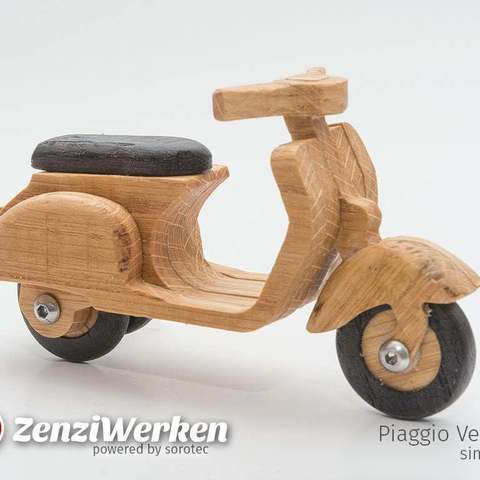 vespa piaggio 125 basitleştirilmiş cnc oyun araç zenziwerken vintage moped sorotec basicline ölçekli model edinin mpcnc lasercut router 3D print model - Mito3D