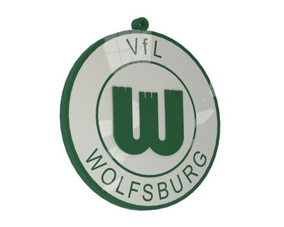 vfl wolfsburg logo keychain created partsolutions Art 3d printing partcloud signs logos 3d print model - Mito3D