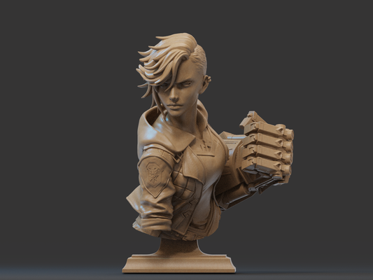 vi bust 3d print art arcane jinx league legends figure 3dprint fighting dynamic stylized 3d print model - Mito3D