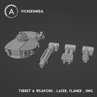 vickersmera medium tank turret war hammer 42k vickers chimera apc miniature tabletop imperial guard 3d print model - Mito3D