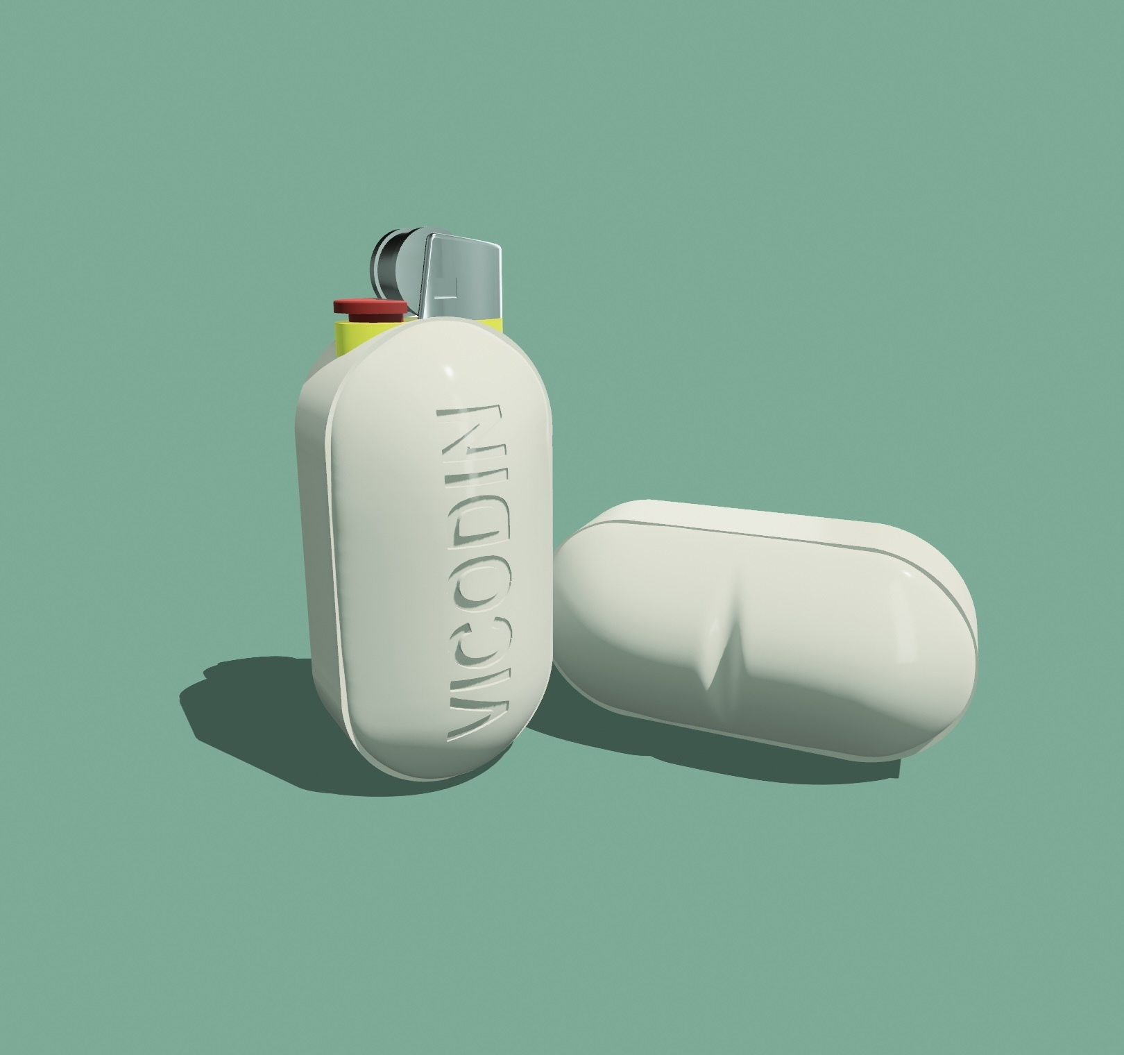 vicodin pill lighter case bic mini rx sleeve pills 3D print model - Mito3D