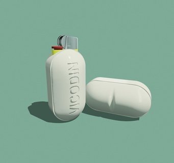 vicodin pill lighter case bic mini rx sleeve pills 3d print model - Mito3D