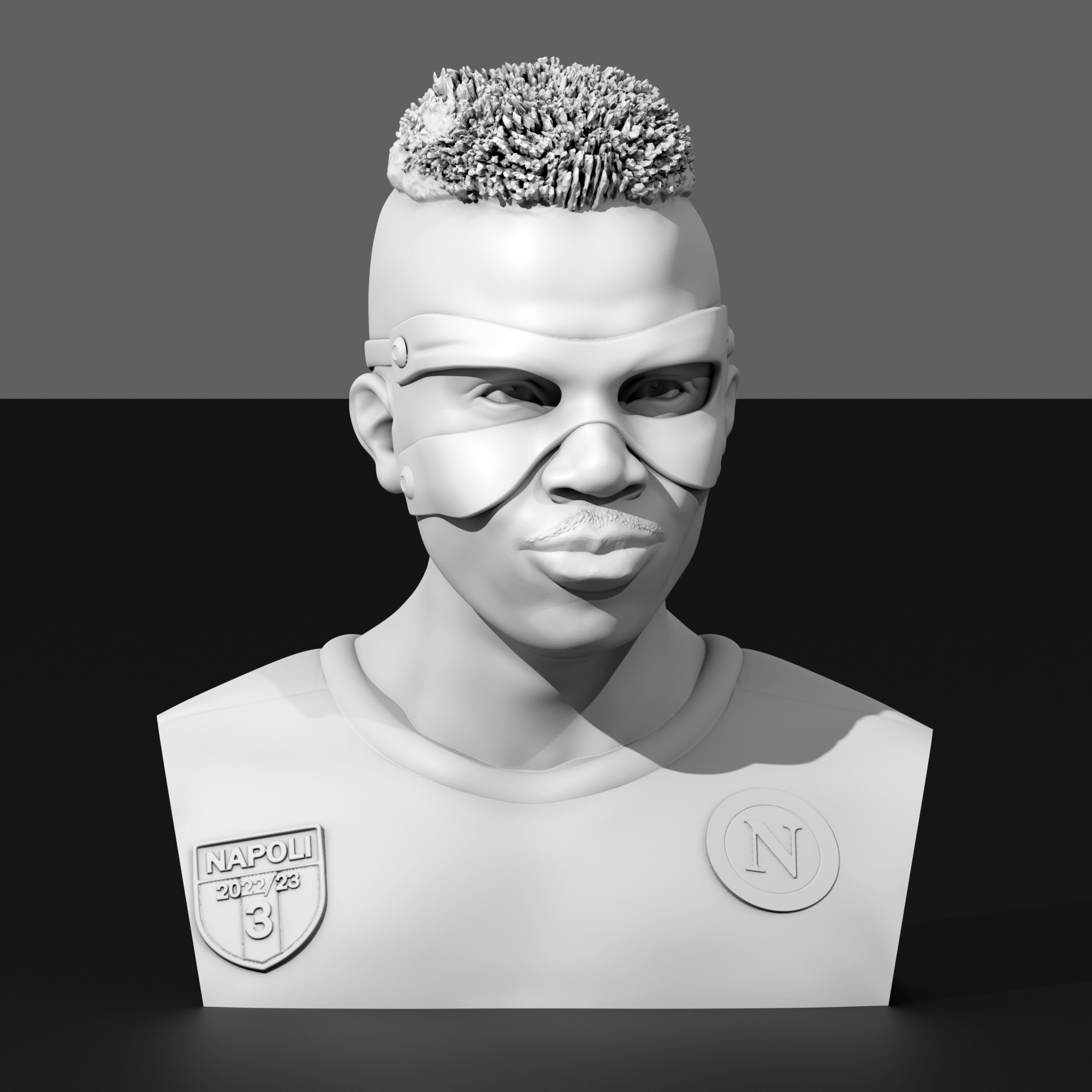 vencedor osimhen fracasso calcio Nápoles pronto impressão v2 stl stampa busto 3d Itália futebol Projeto italia série 3D print model - Mito3D