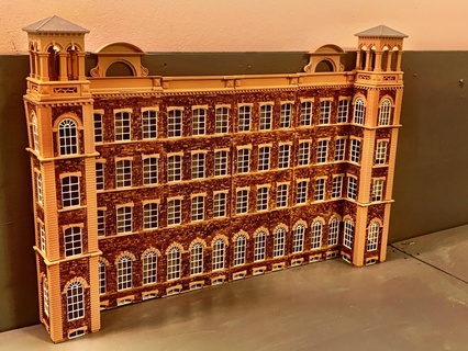 victorian mill building backscene low relief modular detailed 00 h0 tt n tt120 railroad railway 3drailprint factory canal side large architecture 3d print model - Mito3D