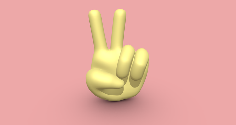 sieg emoji kunst victory emoji druckbar 3d model hand geste frieden zeichen triumph erfolg feier emoticon ausdruck illustration aufkleber emotion 3d print model - Mito3D
