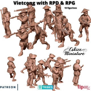 vietcong rpd & rpg - 28mm vietnam wargame figurine helicopter indochina huey bell us marine 3d print model - Mito3D