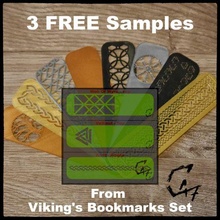 viking's bookmarks set - 3 free samples c47 viking scandinavia bookmark valknut wyrd knot ragnar pattern decorative celtic book frame stl 3d print model - Mito3D
