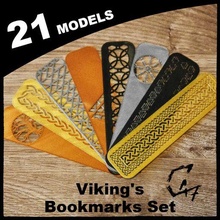 viking's bookmarks set c47 viking scandinavia bookmark valknut wyrd yggdrasil knot ragnar pattern decorative celtic book frame stl 3d print model - Mito3D