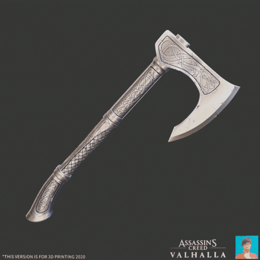 viking axe 01 Assassin's creed valhalla oyun ubisoft cosplay sahne oyuncak koleksiyonluk silah tam boyut 3D print model - Mito3D