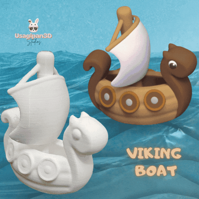 vichingo barca gioco carina cartone animato veicolo miscellanea arte arredamento decorativo giocare ornamento scultura miniature 3d print model - Mito3D