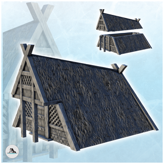 viking building bevelled roof wooden column 6 - alkemy lord rings war rose warcrow saga architecture house miniatures scenery wargame figures game terrain dungeon dark age fantasy games accessories middle lotr bolt action flames scandinavian 3d print model - Mito3D