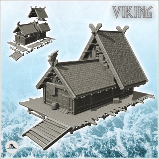 viking city hall wooden platform access stairs 6 - alkemy asgard lord rings war rose warcrow saga Architecture accessories architecture building dark fantasy game miniatures terrain figures lotr age wargame scandinavian scenery ragnar norman of middle 3d print model - Mito3D