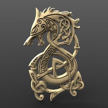 viking dragon 4 cnc art signe logo bas relief celtique nœud médiéval 3d print model - Mito3D