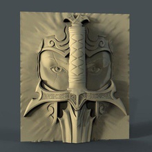 viking cara espada cnc art frame 3d print model - Mito3D