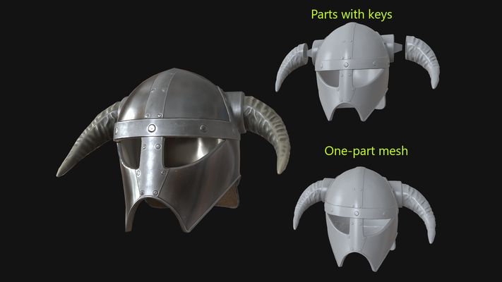 viking helmet helm mask medieval fashion armor horns hat 3d print model - Mito3D