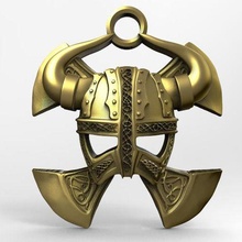 viking helmet pendant jewelry jewel axe 3d print model - Mito3D