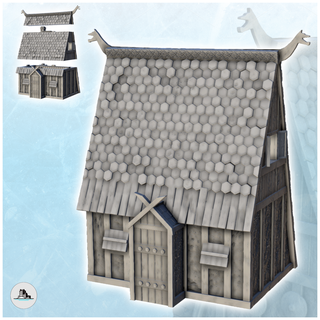 viking house high roof big chimney 1 - alkemy lord rings war rose warcrow saga architecture miniatures building scenery wargame figures game terrain dungeon dark age fantasy games accessories middle lotr bolt action flames scandinavian 3d print model - Mito3D