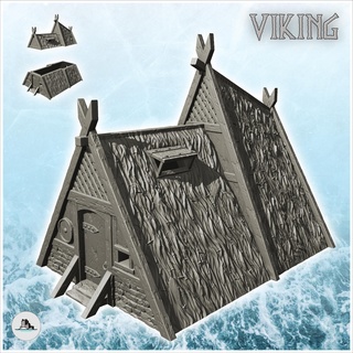 viking house stone wood thatched roof window 15 - north northern norse nordic saga 28mm 15mm building architecture tabletop miniatures scenery wargame game terrain accessories dark fantasy lotr age scandinavian middle clash normans medieval 3d print model - Mito3D