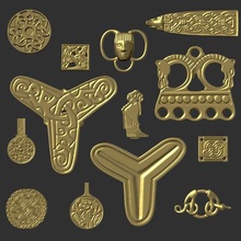 mücevher paketi viking takı altın Gümüş Bronz Kiev rus birka Danimarka İskandinavya İngiltere tarihi İskoçya saxon galloway darkage 1000 broş broche histoire tarih 3d print model - Mito3D