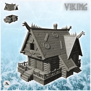 viking log building access stairs fireplace 14 - north northern norse nordic saga 28mm 15mm architecture tabletop miniatures scenery wargame game terrain house accessories dark fantasy lotr age scandinavian middle clash normans medieval 3d print model - Mito3D