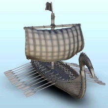viking uzun Drakkar kürekler destan alevler savaş cıvata aksiyon Ortaçağa ait yaş Sigmar Warhammer mimari İskandinav küçük resimler bina manzara oyunu rakamlar oyun arazi 3d print model - Mito3D