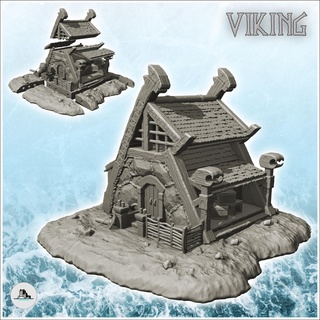 viking mansion fence storage 9 - alkemy asgard lord rings war rose warcrow saga Architecture accessories architecture building dark fantasy game miniatures terrain figures lotr age wargame scandinavian scenery ragnar wooden norman of middle 3d print model - Mito3D