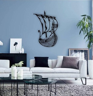 viking navire mur métal art décor mer bateau décoration maison 3d print model - Mito3D