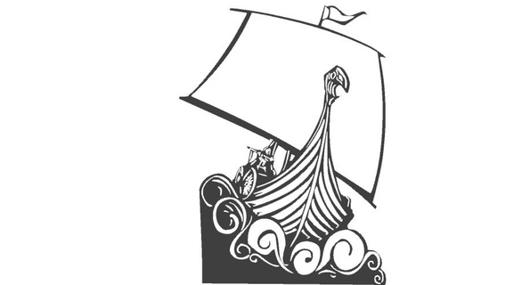 viking navio arte 2d emblema decoração Projeto logotipo parede vikings desenhando 3d print model - Mito3D