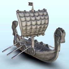 viking kısa Drakkar kürekler destan alevler savaş cıvata aksiyon Ortaçağa ait yaş Sigmar Warhammer mimari İskandinav küçük resimler bina manzara oyunu rakamlar oyun arazi 3d print model - Mito3D