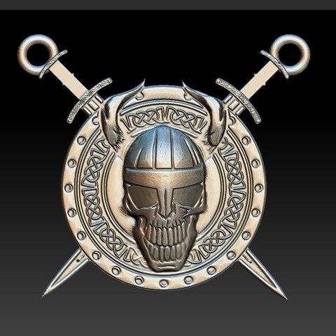 viking skull gioielli spada shield casco guerriero keychain ciondolo 3D print model - Mito3D