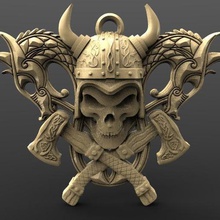 viking skull 6 la joyería el cráneo colgante llavero de moda art medieval cnc 3d print model - Mito3D