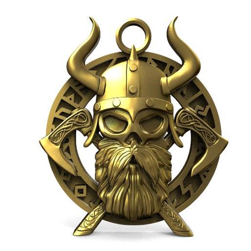 viking skull pendant jewelry jewel 3D print model - Mito3D