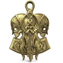 viking skull pendant jewelry skukll jewel medieval fantasy odin thor hammer 3d print model - Mito3D