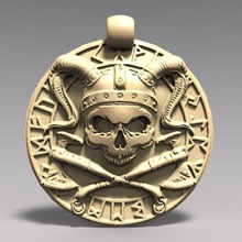 viking skull pendant 2 jewelry celtic warrior odin medieval keyring keychain 3d print model - Mito3D
