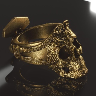 viking skull ring jewelry vikings skulls 3d print model - Mito3D