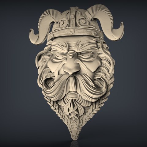 viking warrior face bust cnc art 3D print model - Mito3D
