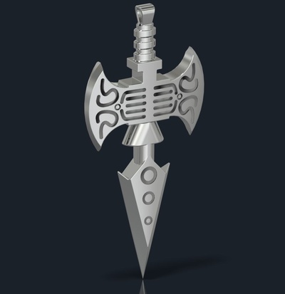 vikings cross pendant necklace jewelry trailer viking dagger double-bladed hatchet axe nordic mythology mystical 3d print model - Mito3D
