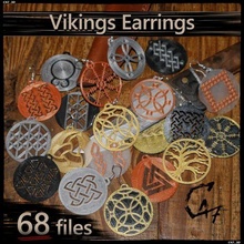 vikings earrings talismans jewelry c47 pattern odin knot yggdrasil decoration scandinavia celtic earring talisman medallion fashion 3d print model - Mito3D