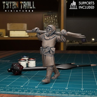 villager mob 08 pre-supported curse strahd villagers miniatures 32mm scaling dnd creature dungeons dragons presupported tytantroll minis vampires village people 3d print model - Mito3D