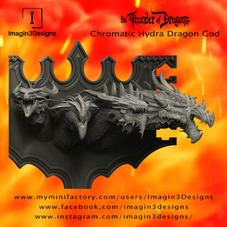 vinaladv'dofernix -the headed mother evil- chromatic hydra dragon god 5 mix match five-headed trophy bust creature detailed fantasy fdm painting multipart thethunderofdragons 1 10 scale dnd 5th edition hunter wall art taxidermy 3d print model - Mito3D